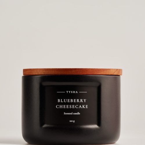 Ароматична свічка BLUEBERRY CHEESECAKE чорного кольору, 210 грам